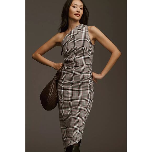 NWT Anthropologie Maeve One-Shoulder Asymmetrical Slim Midi Dress Sz 2P #NC437 - Picture 1 of 11